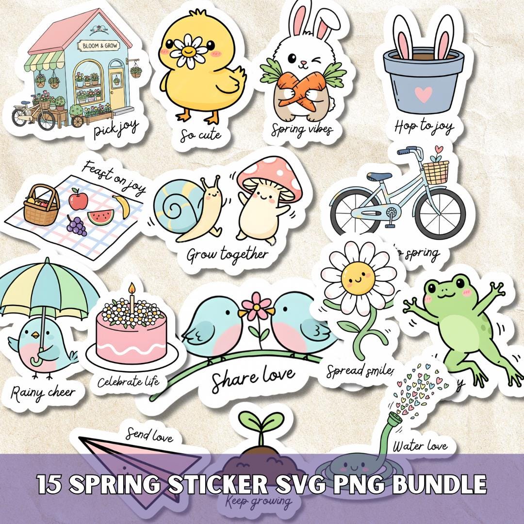 Kawaii Mental Health Sticker Spring Clipart SVG PNG Bundle, Self Care ...