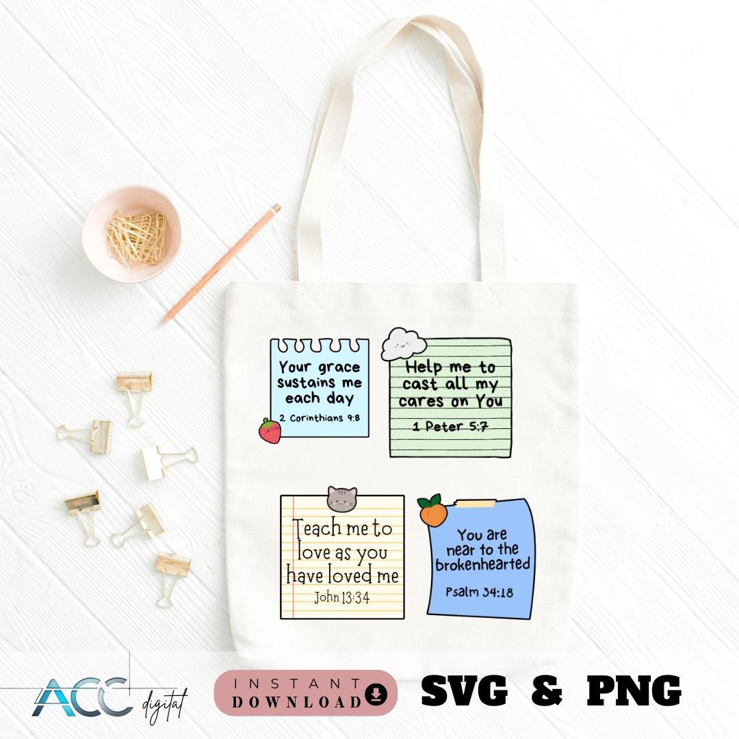 Bible Verse Sticker Pack SVG PNG Bundle, Digital Planner and Goodnotes ...