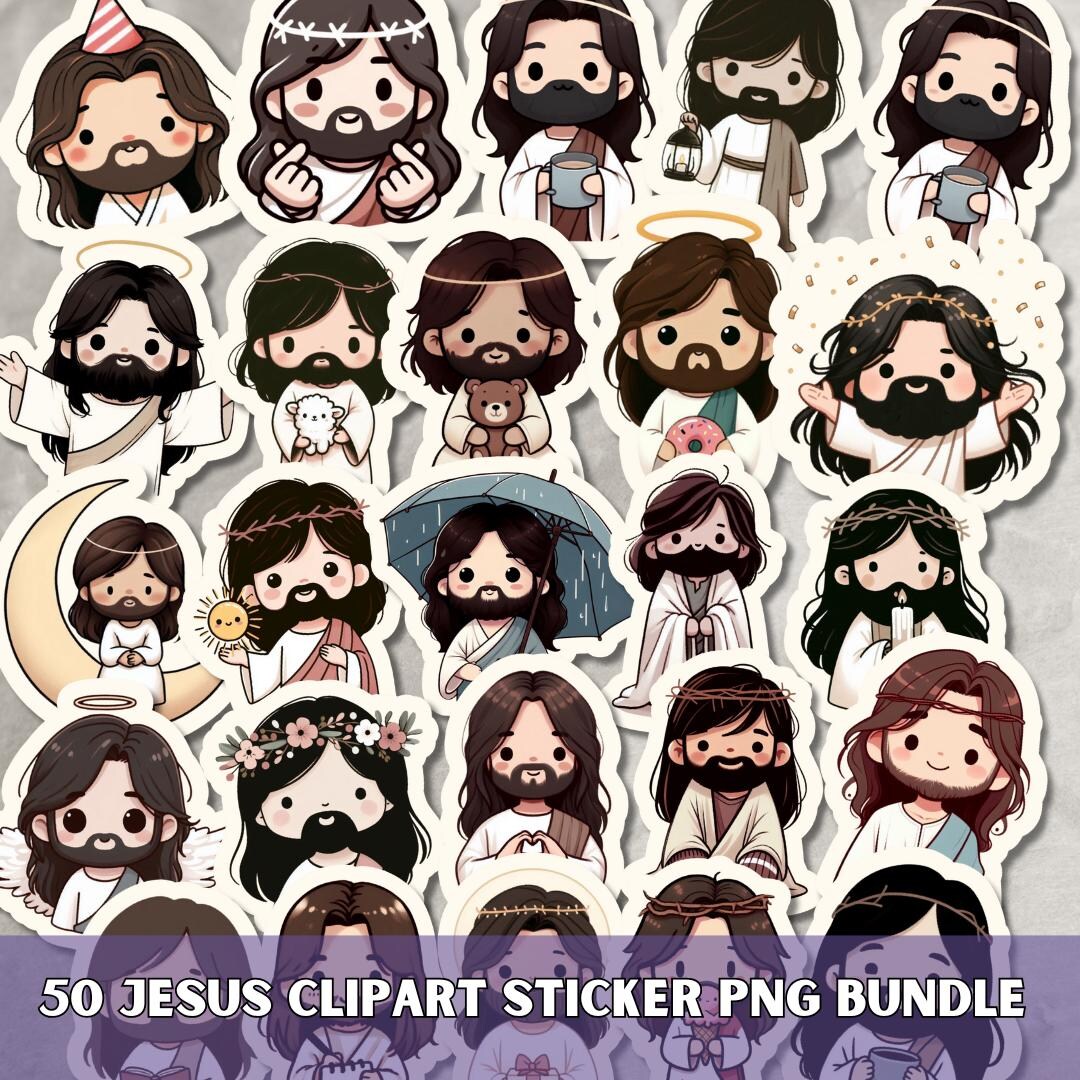 50 Jesus Stickers PNG Bundle, Bible Sticker, Printable Clipart for ...