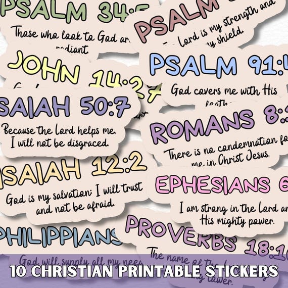 Bible verse Printable Sticker SVG PNG Bundle, Faith Digital Planner Goodnotes & Journal Stickers, Christian scripture quotes, Laptop Decals