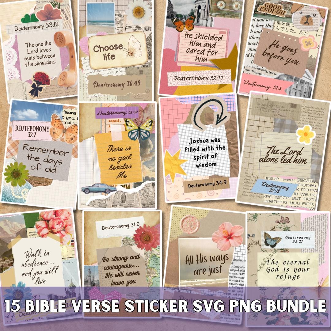 Vintage Bible Verse Sticker Pack SVG PNG Bundle, Inspirational ...