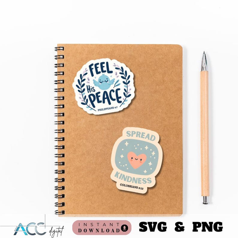 Bible Sticker Pack SVG PNG Bundle, Scripture Verse, Christian Printable ...
