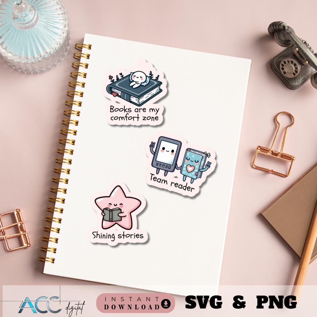 Kindle Stickers Pack SVG PNG Bundle, Booktok Bookish Sticker, Book ...