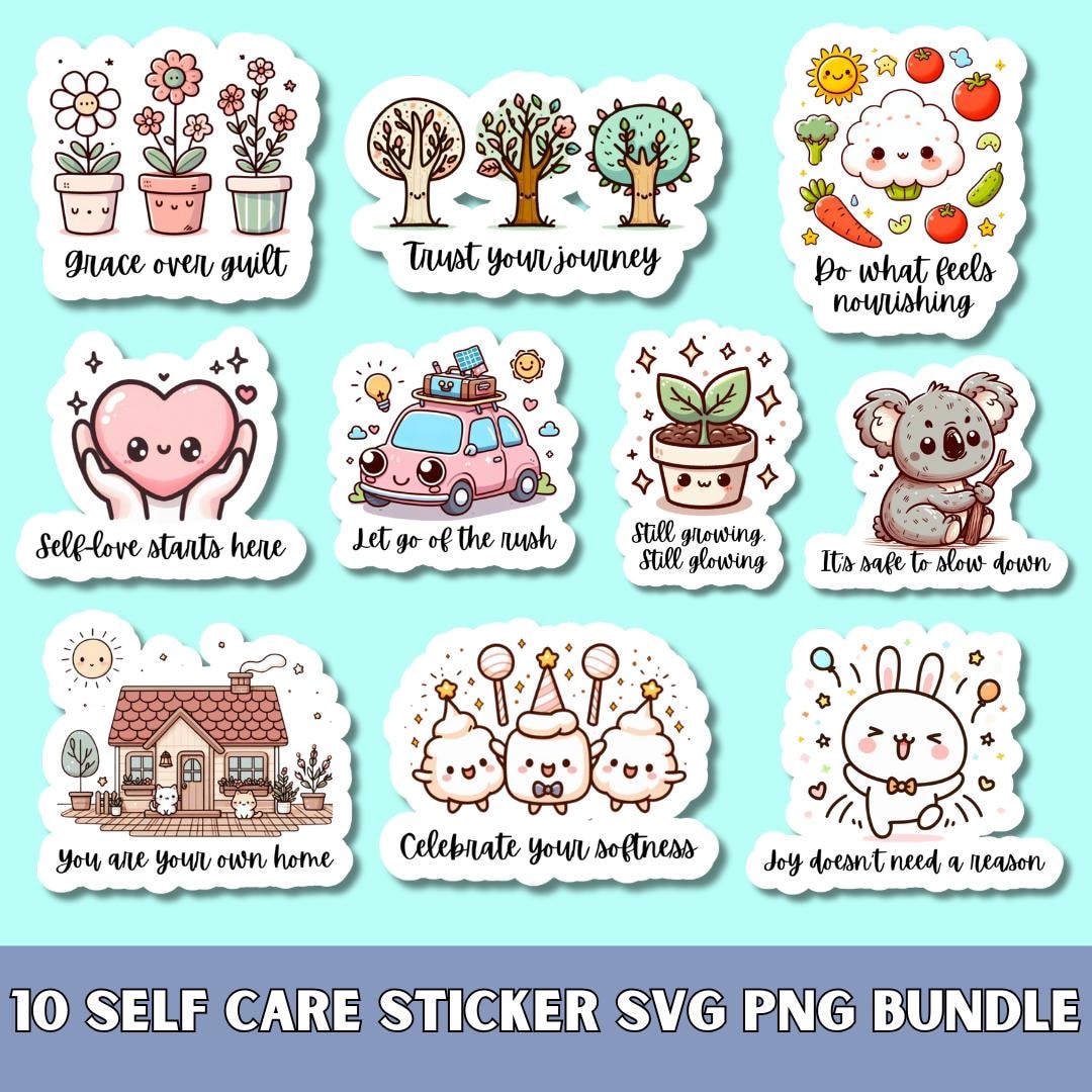 Self Care Stickers SVG PNG Bundle, Affirmation Sticker, Goodnotes ...