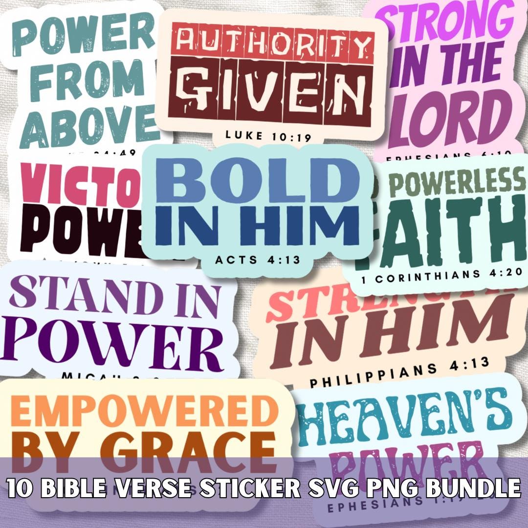 Power & Authority Bible Sticker Set SVG PNG Bundle, Religious Quotes ...