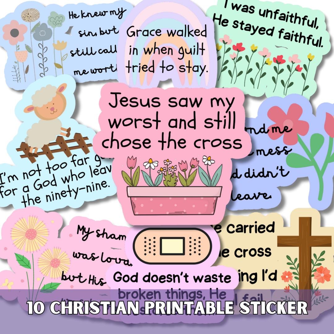 Faith Stickers SVG PNG Bundle, Digital Planner Stickers, Christian ...