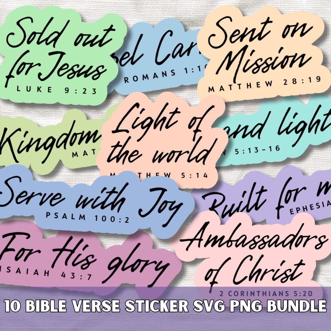 Minimalist Bible Verse Stickers SVG PNG Bundle, Kingdom & Mission ...