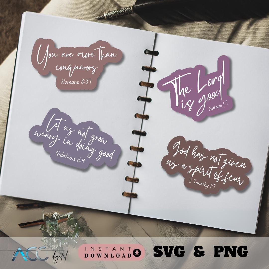 Bible Verse Sticker SVG PNG Bundle, Bible Verse Sticker, Sticker Bundle ...