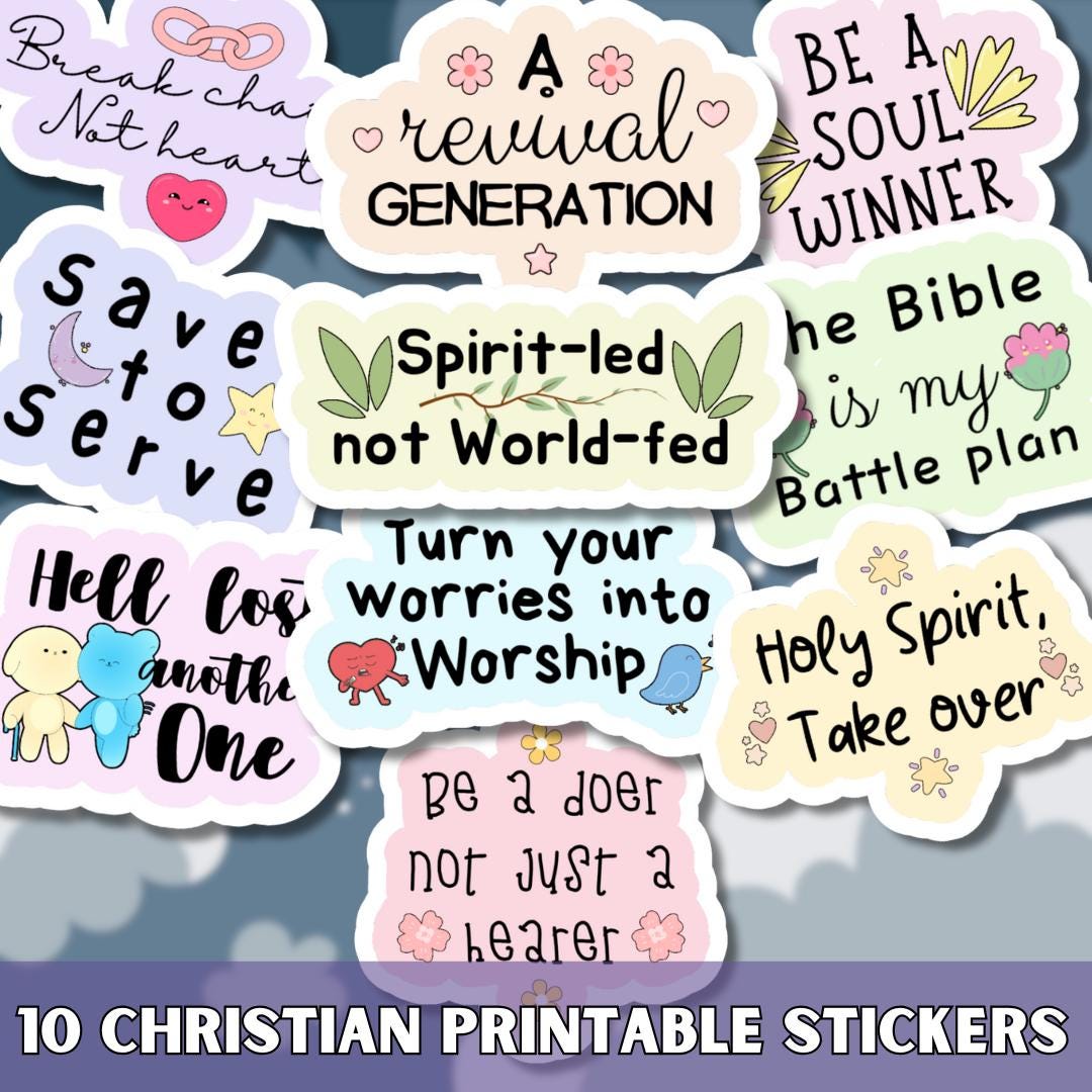 Faith Quotes Sticker Pack SVG PNG Bundle, Christian Printable Stickers ...