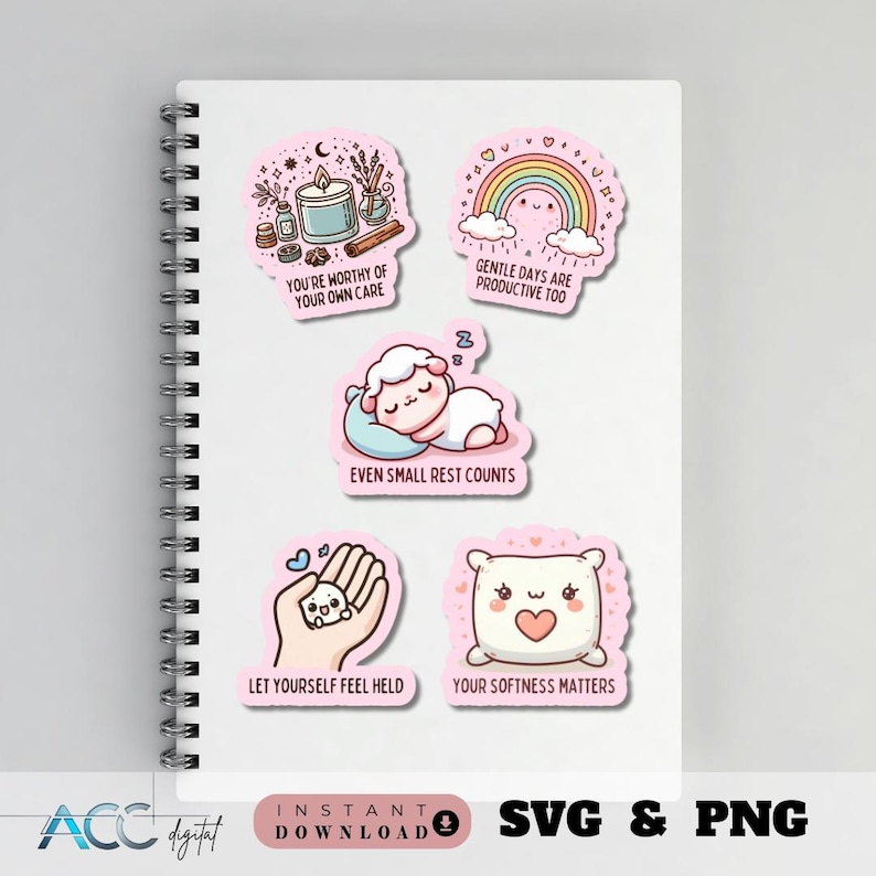 Self Love Stickers Bundle SVG PNG, Mental Health Sticker Bundle ...