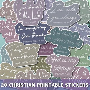Aesthetic Christian Sticker SVG PNG Bundle, Bible verse stickers, Scripture Stickers, Bible Journaling Stickers, Printable Stickers