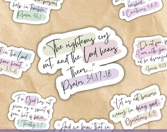 Aesthetic Bible Verse Sticker Pack SVG PNG Bundle, Scripture, Bible Journaling, Christian Digital Planner Clipart, Printable Faith Stickers