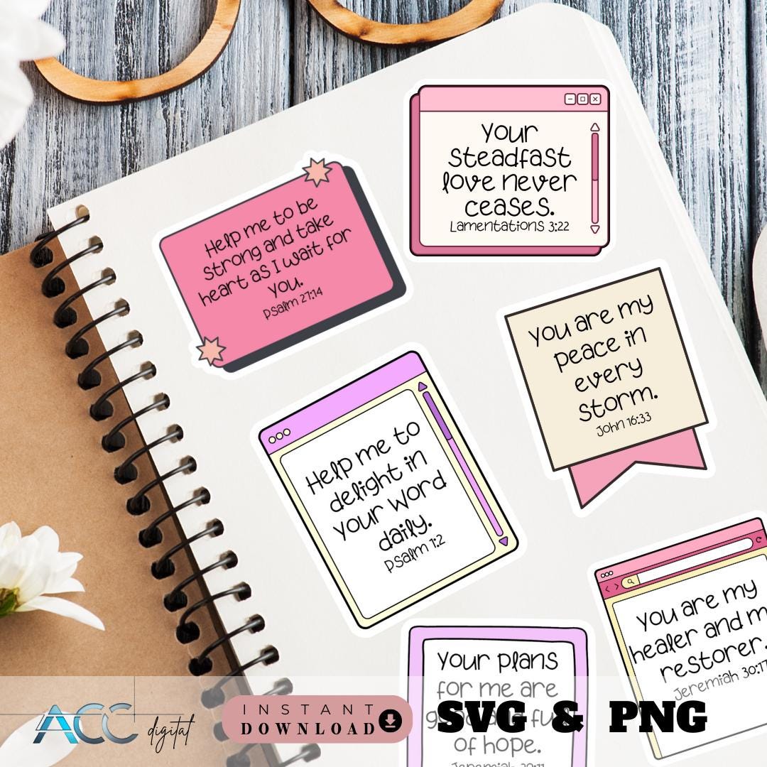 Christian Bible Verse Sticker Pack SVG PNG Bundle, Printable Scripture ...