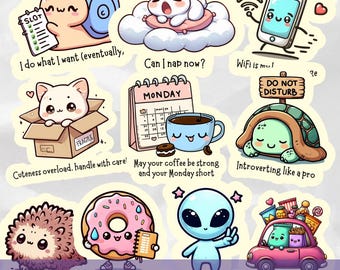 Sarcastische grappige stickers SVG PNG-bundel, citaten voor humor voor volwassenen, gezonde grap, afdrukbare en digitale sticker voor planner, Goodnotes. & Journaal
