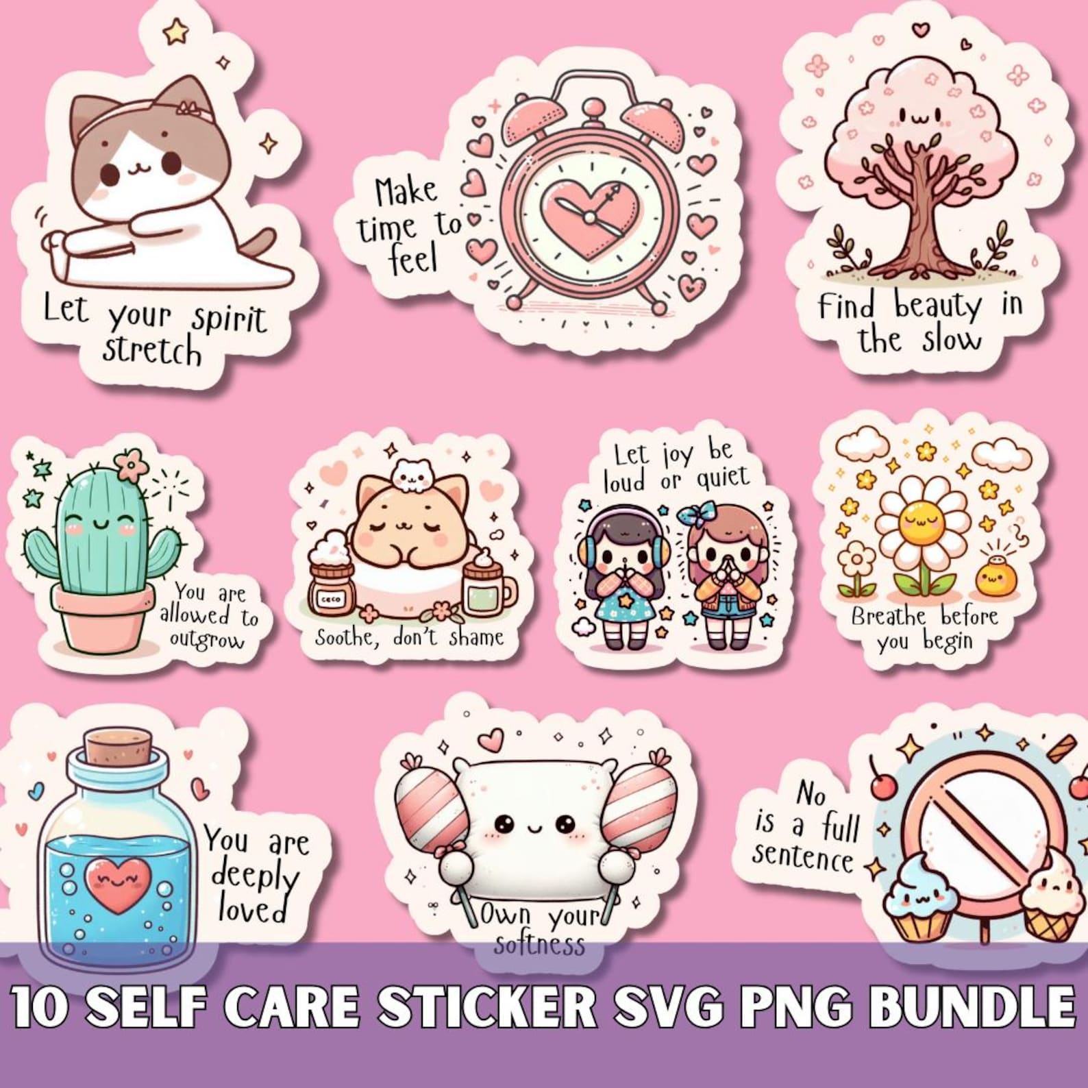 Self Care Sticker SVG PNG Bundle, Goodnotes Stickers, Self Love Clipart ...