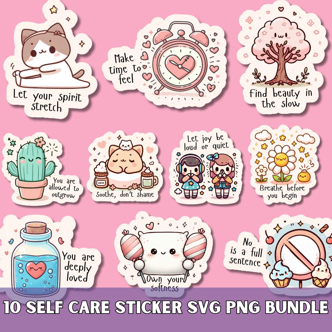 Self Care Sticker SVG PNG Bundle, Goodnotes Stickers, Self Love Clipart ...