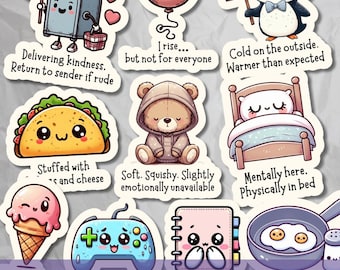 Funny Meme Sticker Pack SVG PNG Bundle, Printable Laptop and Water Bottle Decals, Cute Digital Adult Humor Stickers for Goodnotes & Journal