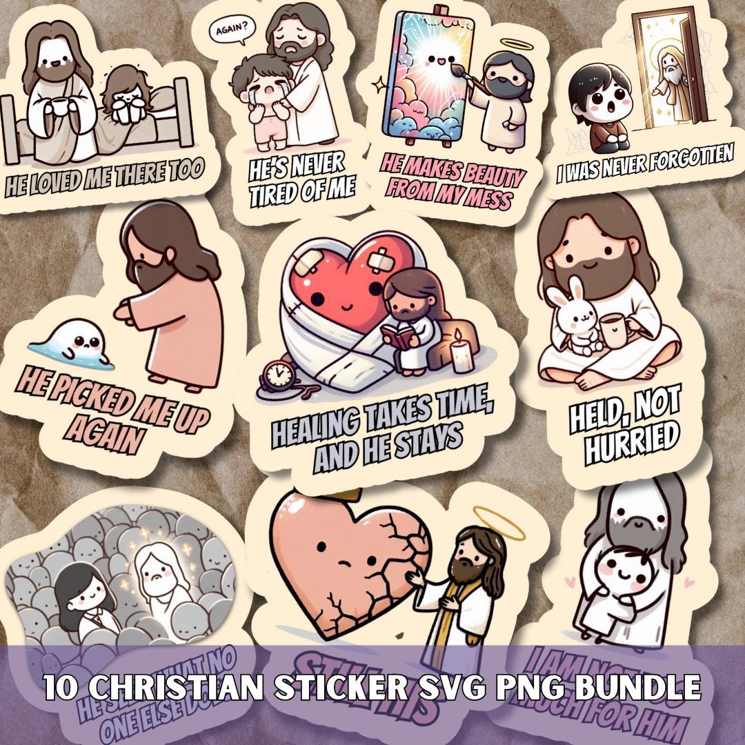Christian Stickers SVG PNG Bundle, Jesus, Digital Planner Decals - Etsy