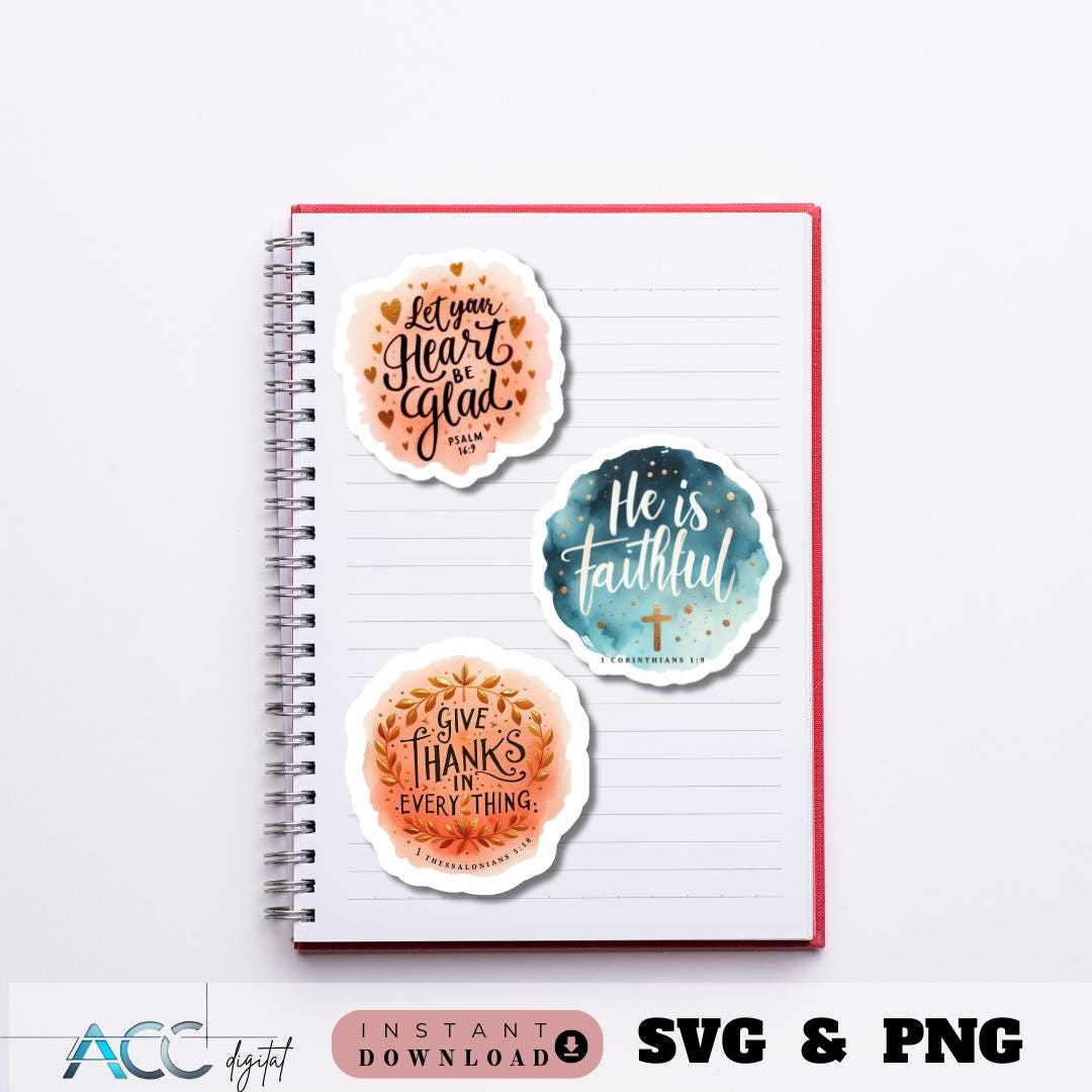 Christian Bible Verse Stickers SVG PNG Bundle, Bible Journaling ...