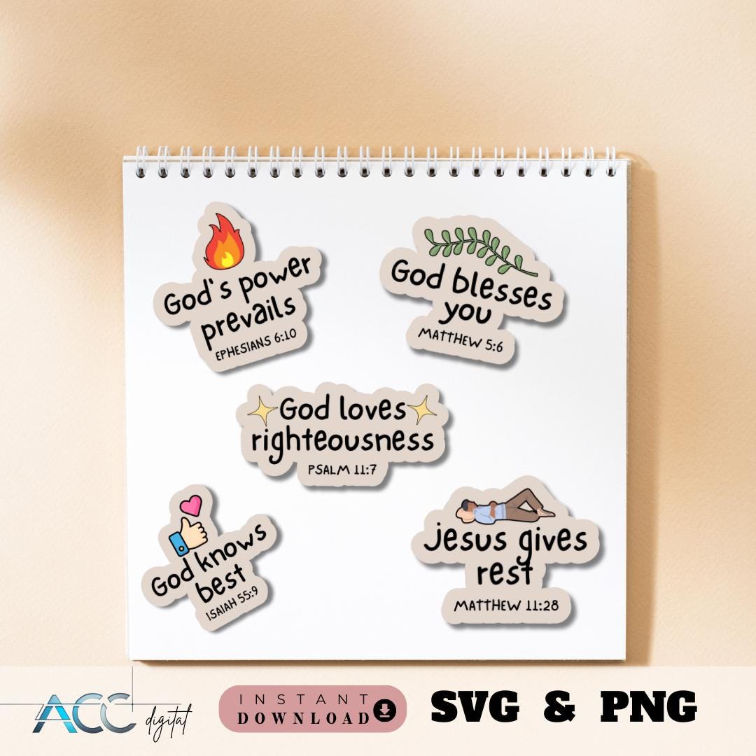 Bible Verse Sticker SVG PNG Bundle, Christian Quotes, Faith Png ...