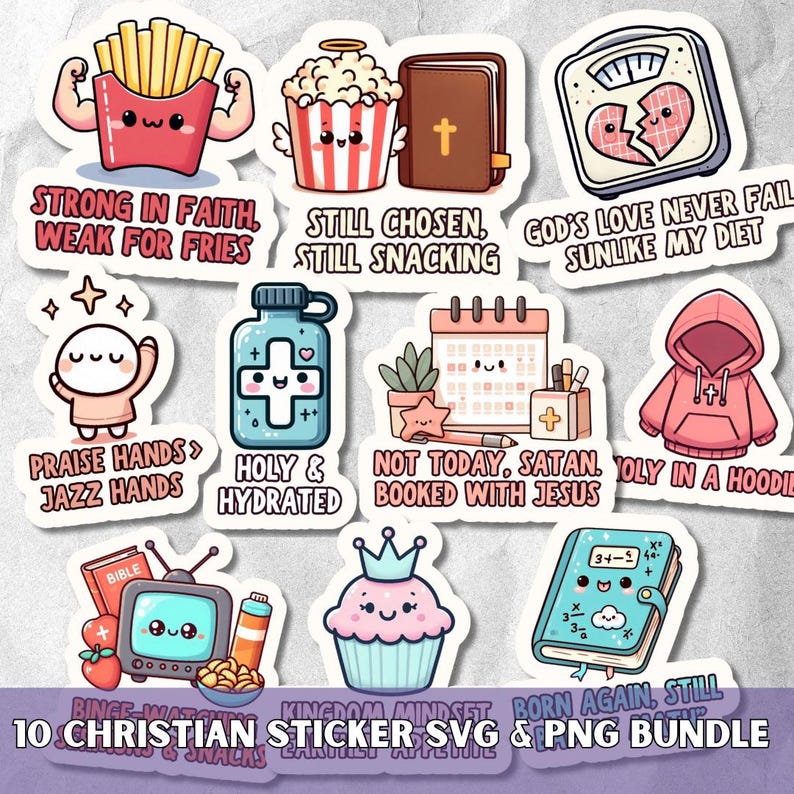 Faith Sticker Pack SVG PNG Bundle, Christian Planner Digital Stickers ...