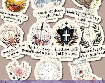 Scripture Stickers SVG PNG Bundle, Christian Bible Verse Pack, Digital Planner Sticker for Goodnotes, Printable Faith Quotes Laptop Decals