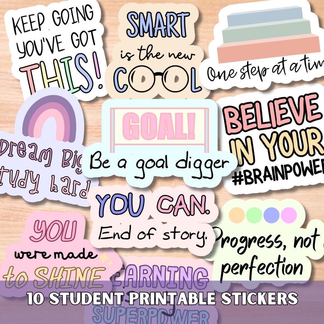 Student Leader Sticker Student Motivational Stickers SVG PNG Bundle, Studying Stickers ...