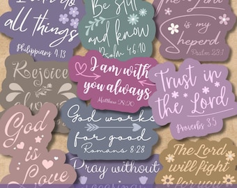 Faith Bible verse sticker bundle, Christian quotes svg, Aesthetic sticker, Religious svg, Printable sticker, Bible verse sticker, Faith png