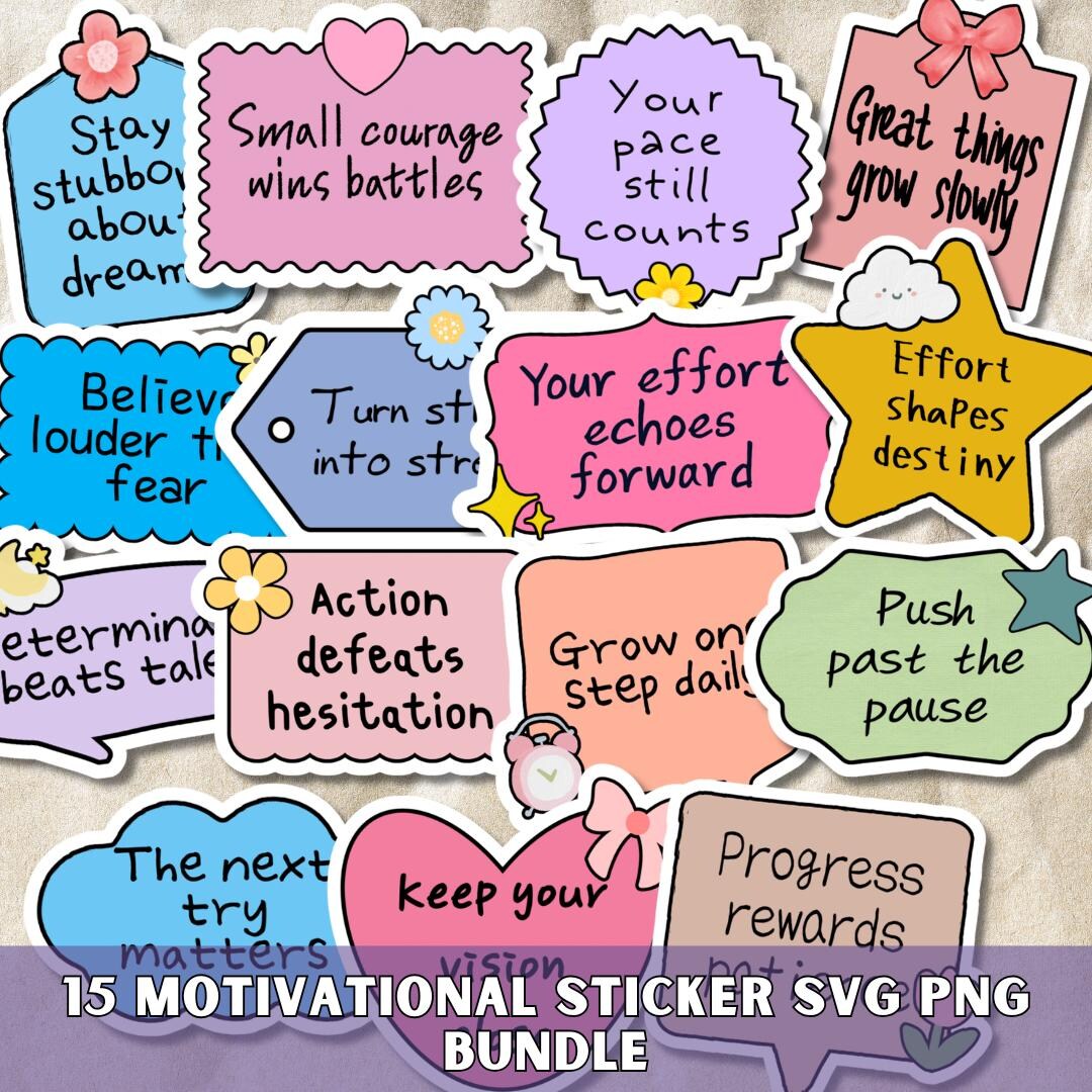 Mental Health Sticker Clipart SVG PNG Bundle, Emotional Support Quotes ...