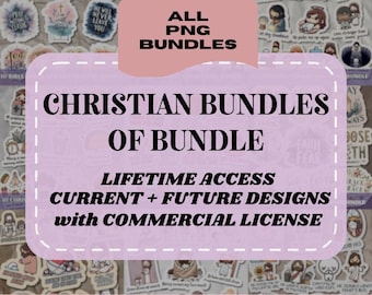 Paquete completo de imágenes PNG cristianas con licencia comercial extendida, diseño de stickers actuales y futuros, descarga digital AAC