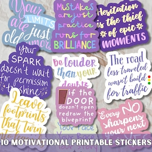 Motivational Quotes Sticker SVG PNG Bundle, Printable Inspirational quote, Positive Affirmation Stickers for Goodnotes & Digital Planner