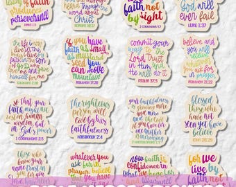 Bible Verse Stickers SVG PNG Bundle, Christian Faith, Journaling (Digital)