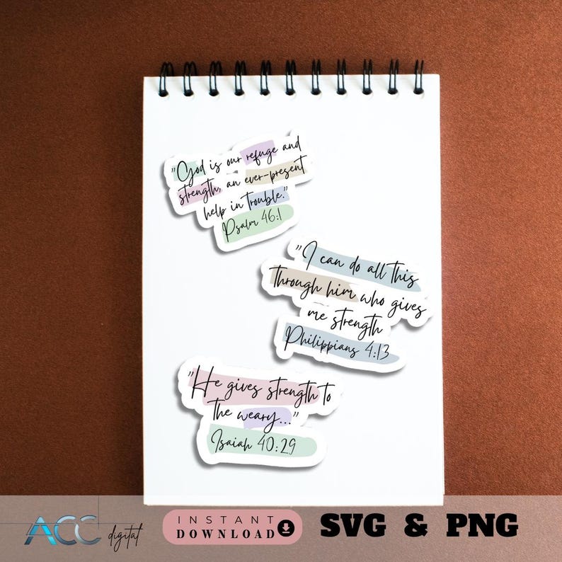 Aesthetic Bible Verse Sticker Pack SVG PNG Bundle, Scripture, Bible ...
