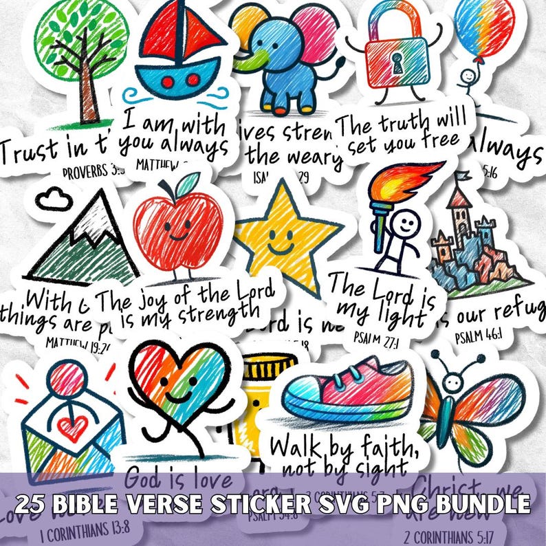 Inspirational Bible Verse Sticker Pack SVG PNG Bundle, Motivational ...