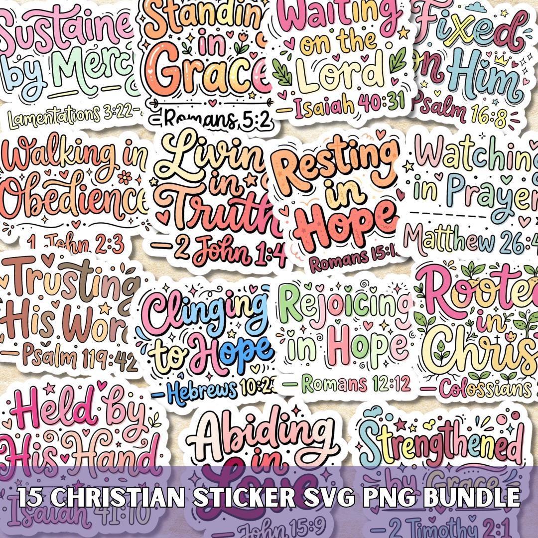Bible Verse Quotes Sticker Pack SVG PNG Bundle, Religious Clipart ...