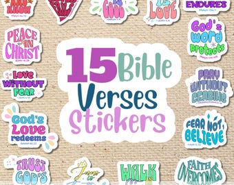 Bible Verse Stickers SVG PNG Bundle, Christian Clipart (Digital Download)