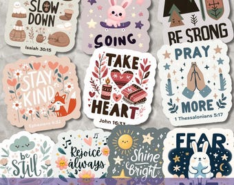 Christian Scripture Sticker SVG PNG Bundle, Faith Based Quotes Digital Goodnotes Planner Stickers, Printable Bible verse Wall Art & Journal