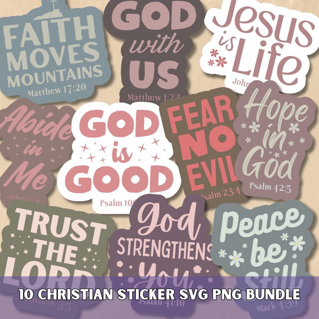 Bible Verse Stickers SVG PNG Bundle: Christian Scripture Decals ...