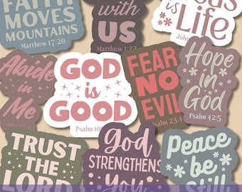 Bible Verse Stickers SVG PNG Bundle: Christian Scripture Decals (Digital Download