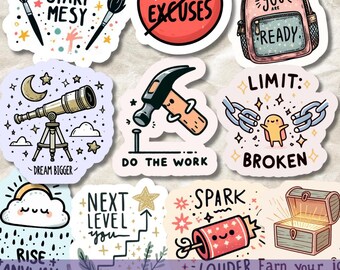 Motiverende citaten digitale sticker SVG PNG-bundel, leuke inspirerende citaten, positieve Goodnotes-bevestigingsstickers, geestelijke gezondheidszorg