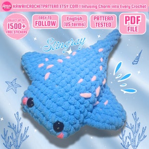 Stingray Crochet Pattern, Amigurumi ray pattern, Easy Stingray Plushie pattern, Pacific disc ray plush pattern, Ocean animal Crochet Pattern