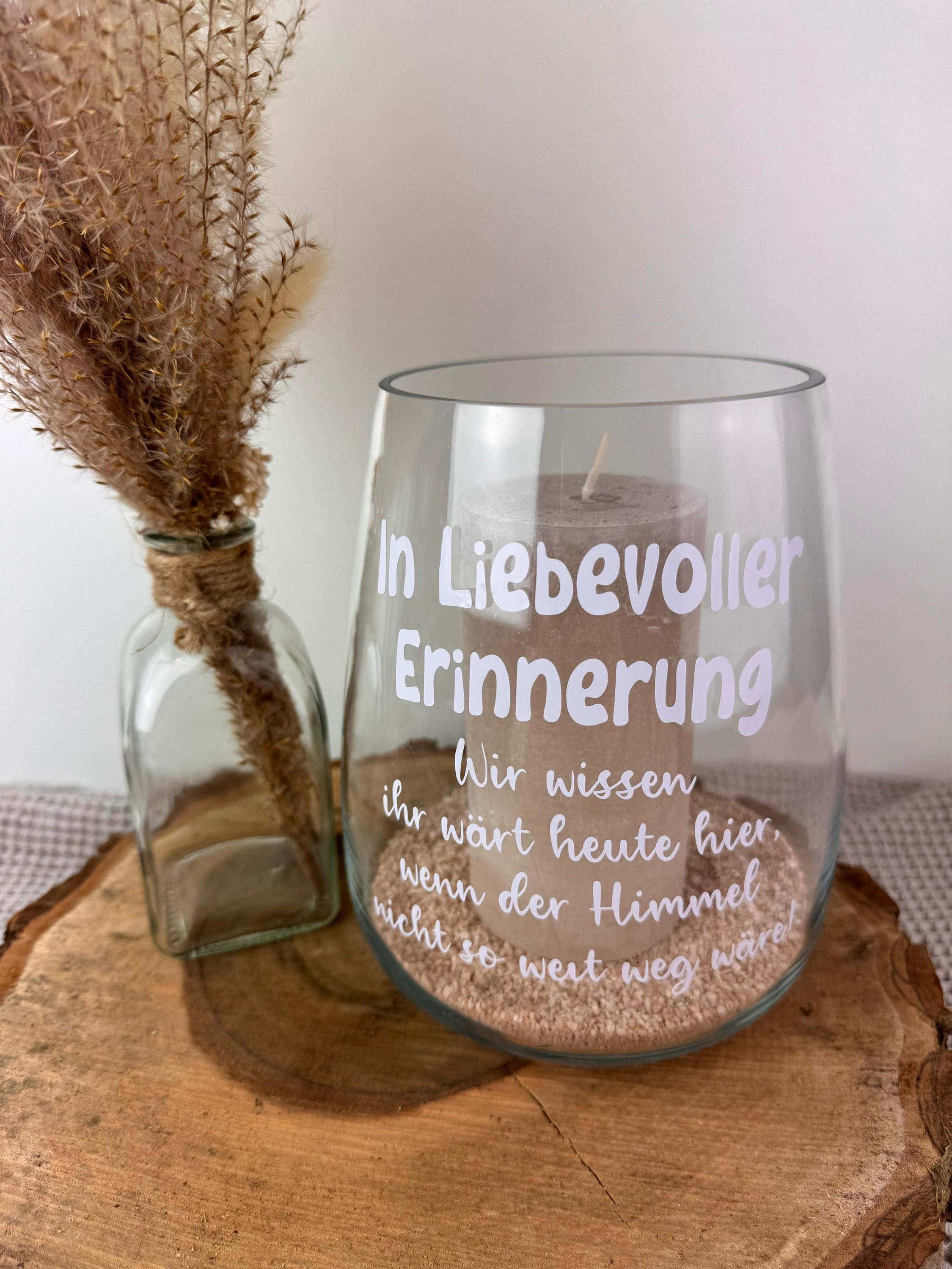Gravur-Vase Zur Trauerbewältigung – Glasvase Mit Tröstendem Spruch & Windlicht-Funktion