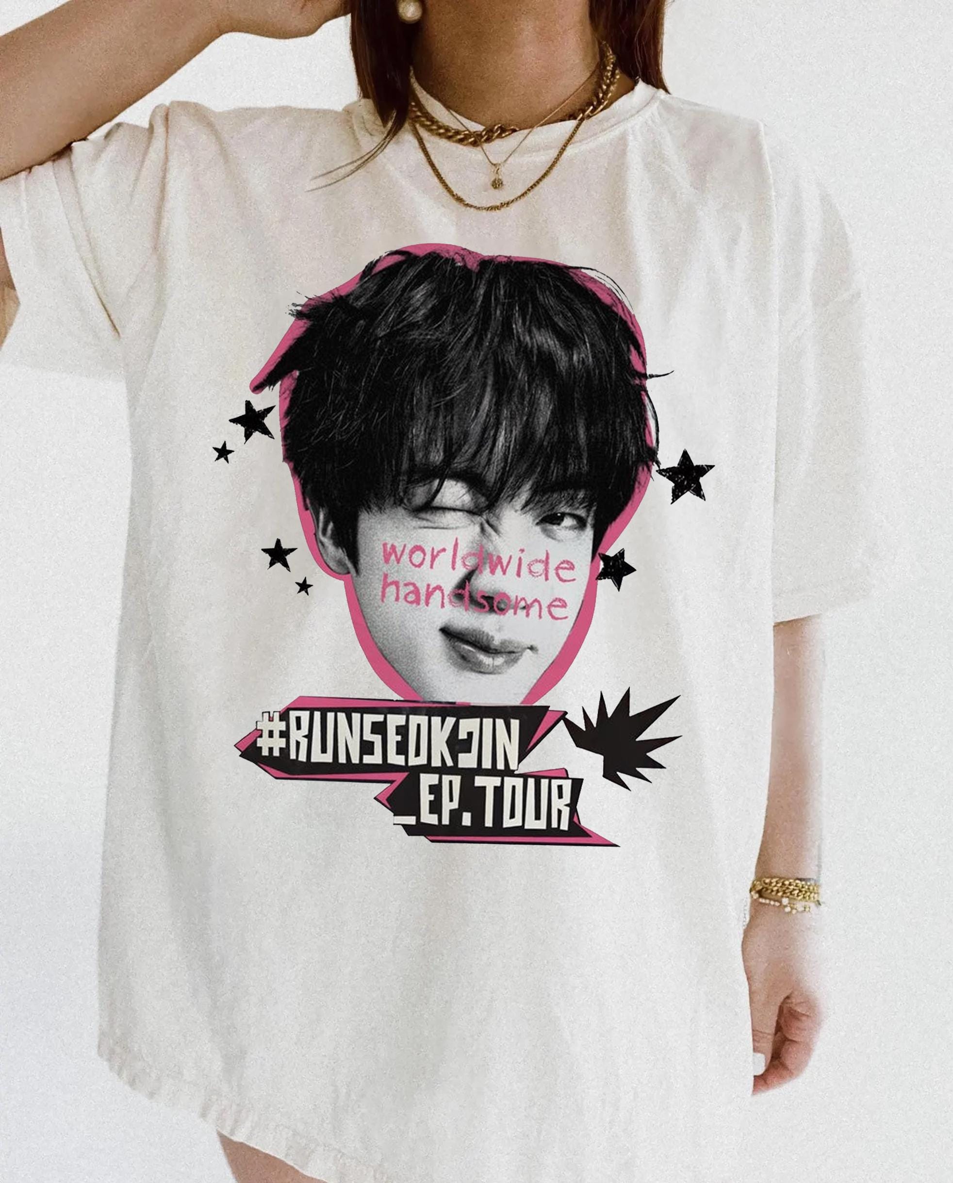 BTS ジン RUN SEOKJIN チェックTシャツ Lサイズ Pre-Order) BTS JIN [RUN SEOKJIN] Checkered Shirt – KPOP2U_Unnie