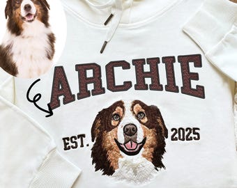 Custom Embroidered Pet From Your Photo Sweatshirt,Custom Embroidered Pet Hoodie,Dog Shirt with Name Embroidered,Custom Gift For Dog Owners
