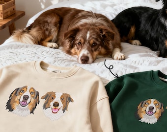 Felpa personalizzata con ricamo del ritratto del tuo animale domestico, maglione personalizzato per cani o gatti con nome, regalo per gli amanti degli animali, pullover con ricamo commemorativo