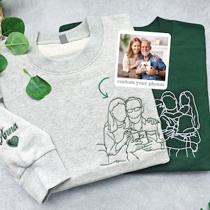 Fathers Day Embroidered Photo Portrait Sweatshirt,Father’s Day Gift for Dad,Personalized Gift from Photo,Personalized Gifts For Dad