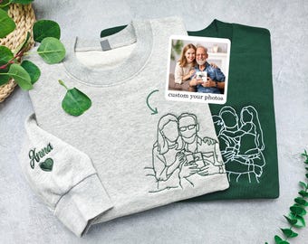 Fathers Day Embroidered Photo Portrait Sweatshirt,Father’s Day Gift for Dad,Personalized Gift from Photo,Personalized Gifts For Dad