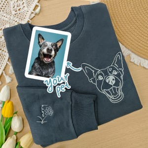 Custom Embroidered Pet Sweatshirts with Pet Photo and Name,Custom Embroidered Pet Sweatshirts,Gift for Dog Mom Dad,Custom Pet Gifts
