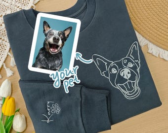Custom Embroidered Pet Sweatshirts with Pet Photo and Name,Custom Embroidered Pet Sweatshirts,Gift for Dog Mom Dad,Custom Pet Gifts