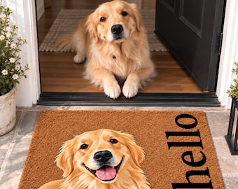 Custom Pet Doormat, Personalized Pet Portrait Welcome Mat, Custom Dog or Cat Doormat, Personalized Front Door Mat, Pet Lover Gift